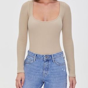 Forever 21 Knit Bodysuit CAPPUCCINO Size Small
